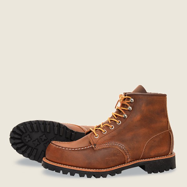 Red Wing Heritage Boots Brown - Red Wing Mens Roughneck - 6-inchr Rough & Tough Leather - NYDGT-9650